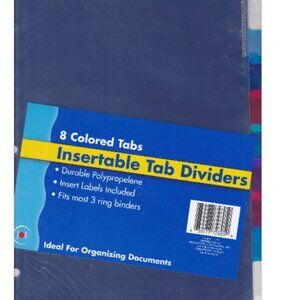 JOT Insertable Tab Dividers 8 Colored Tabs Fits Most 3 Ring Binders
